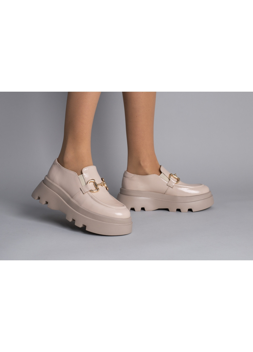 VZUTIK Шкіряні жіночі лофери бежевий з натуральна шкіра, україна — (276981205)