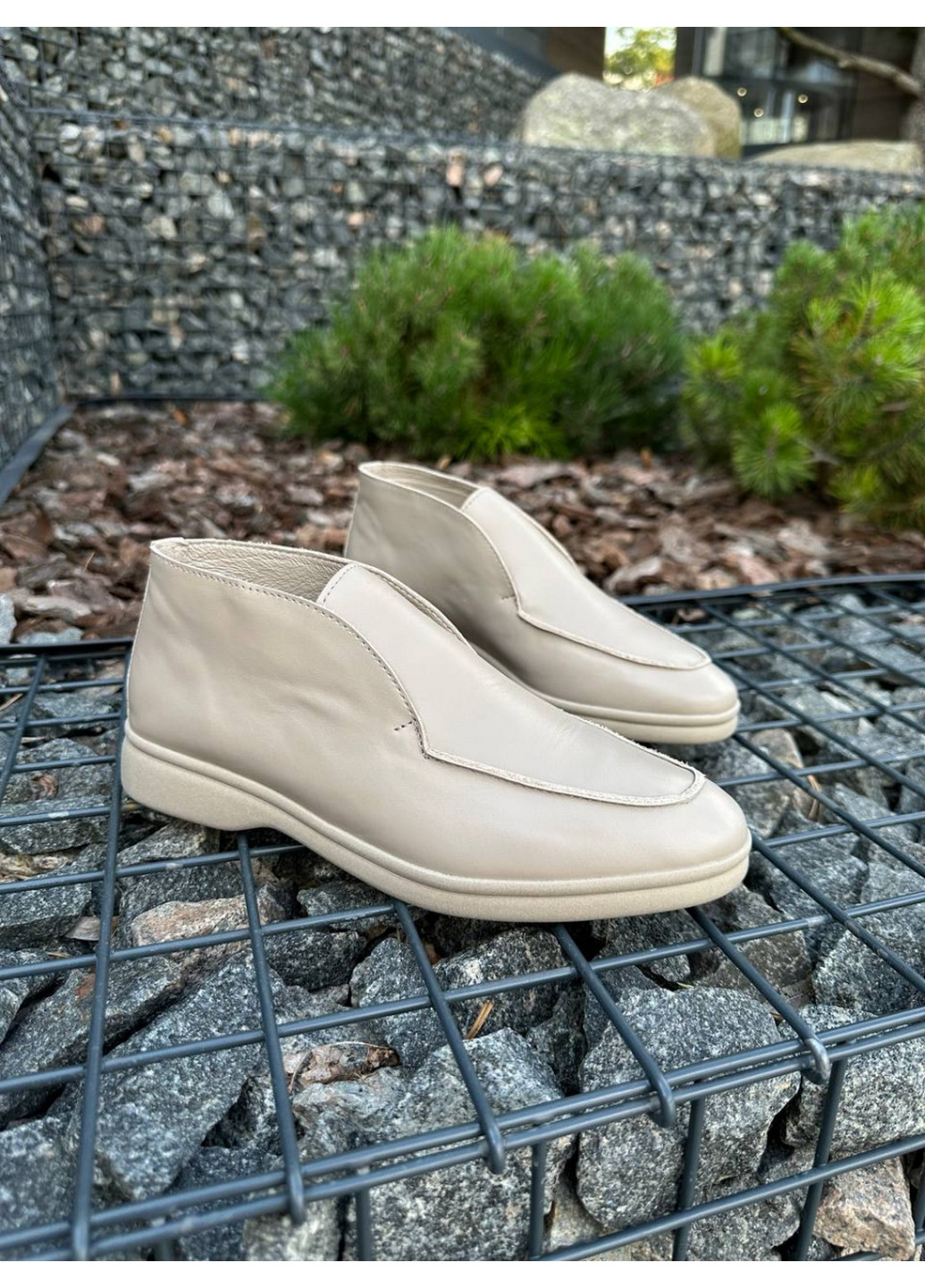 VZUTIK Шкіряні жіночі лофери бежевий з натуральна шкіра, україна — (276982307)