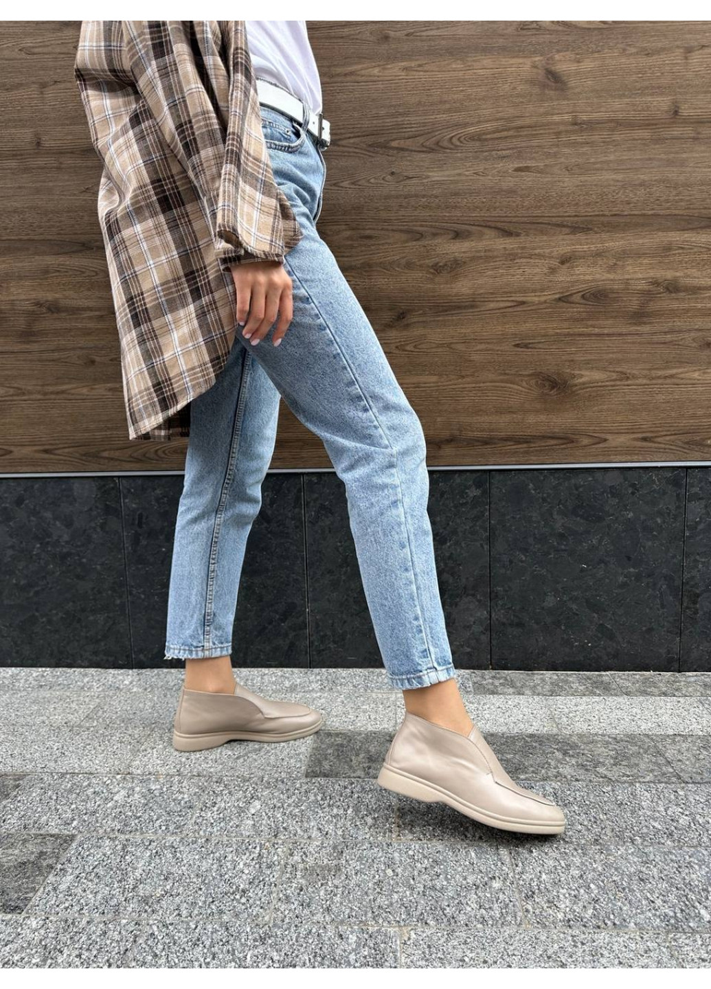 VZUTIK Шкіряні жіночі лофери бежевий з натуральна шкіра, україна — (276982307)