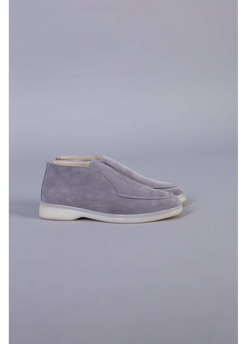 VZUTIK Замшевые женские лоферы серый з натуральная кожа, украина — (276981218)