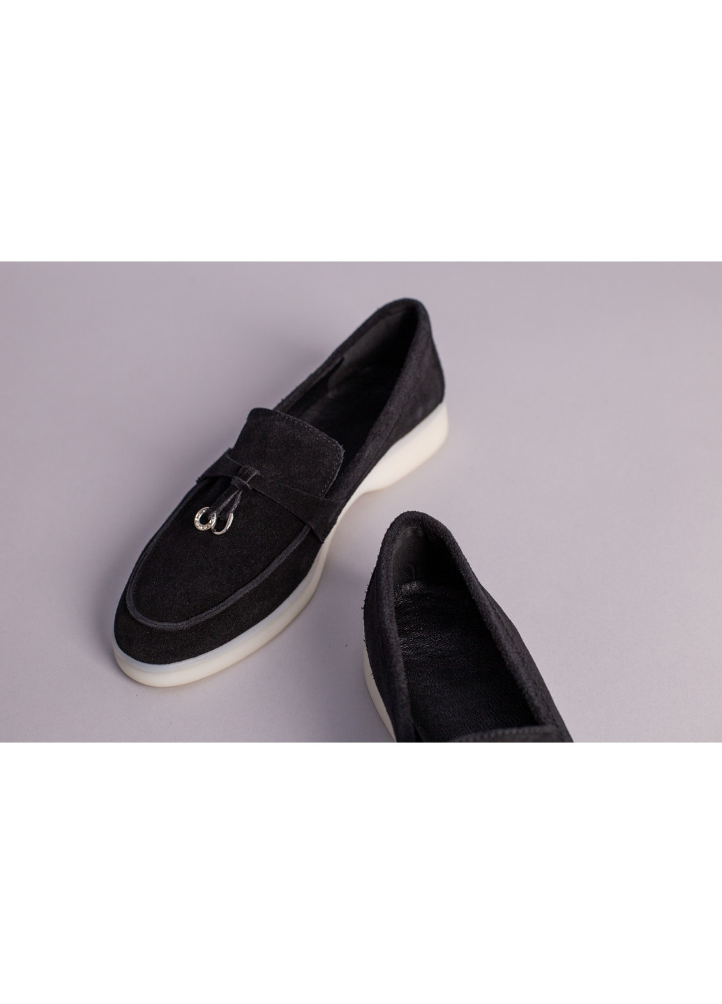 VZUTIK Замшевые женские лоферы черный з натуральная кожа, украина — (276978121)