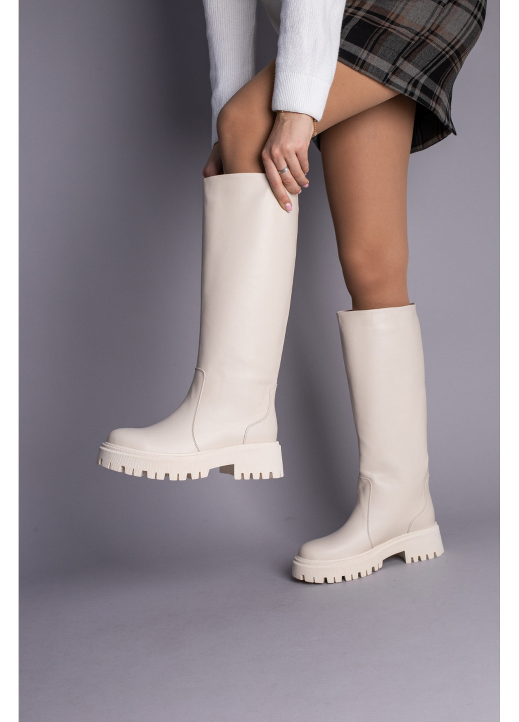 Шкіряні жіночі чоботи-труби VZUTIK (276981357)