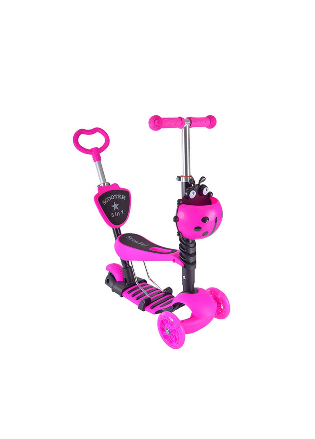 Дитячий самокат з батьківською ручкою колеса PU зі світлом Bambi (276979511)