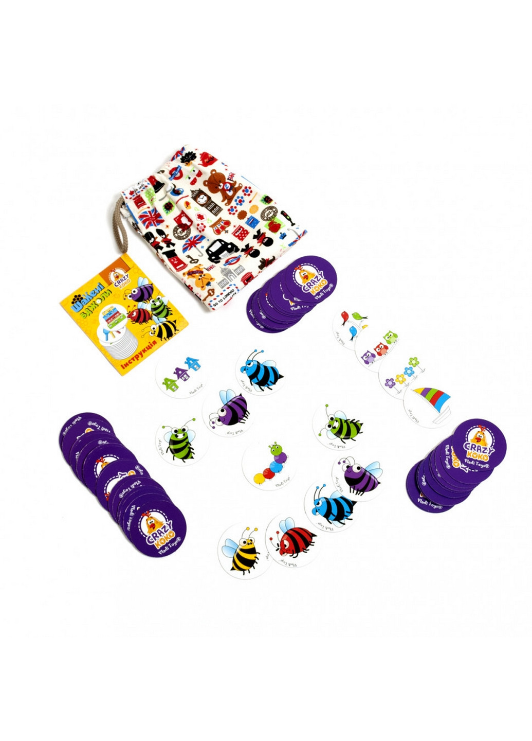 Детская настольная игра в мешочке "Школа пчелы" карточная Vladi toys (276984689)