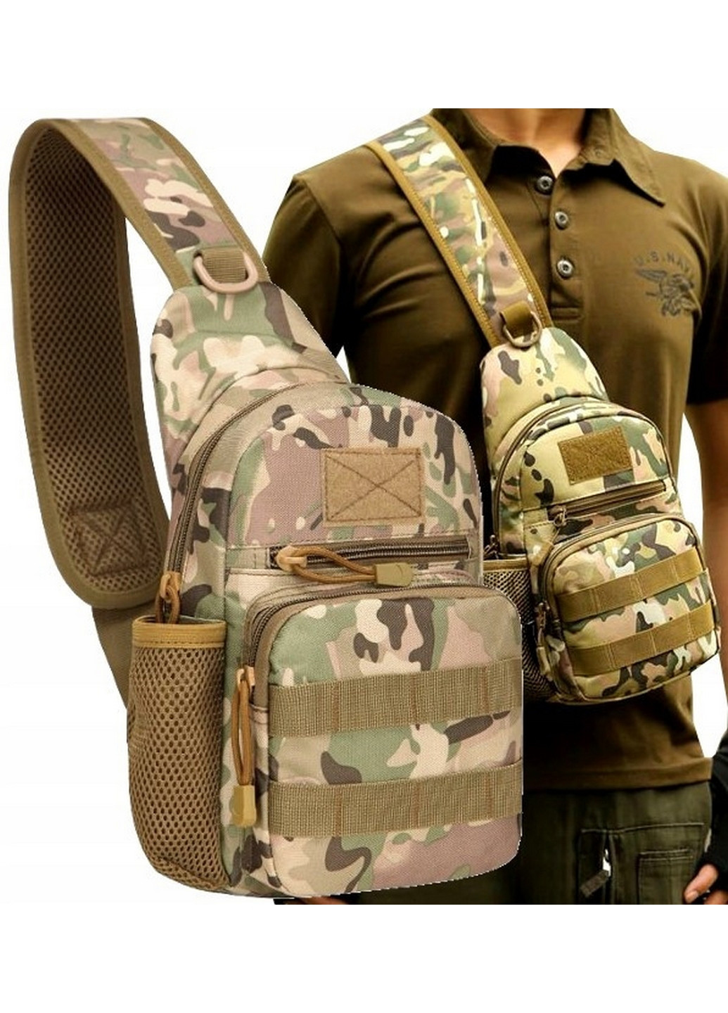 Тактическая, армейская мужская сумка-слинг Survival мультикам Edibazzar (276981149)