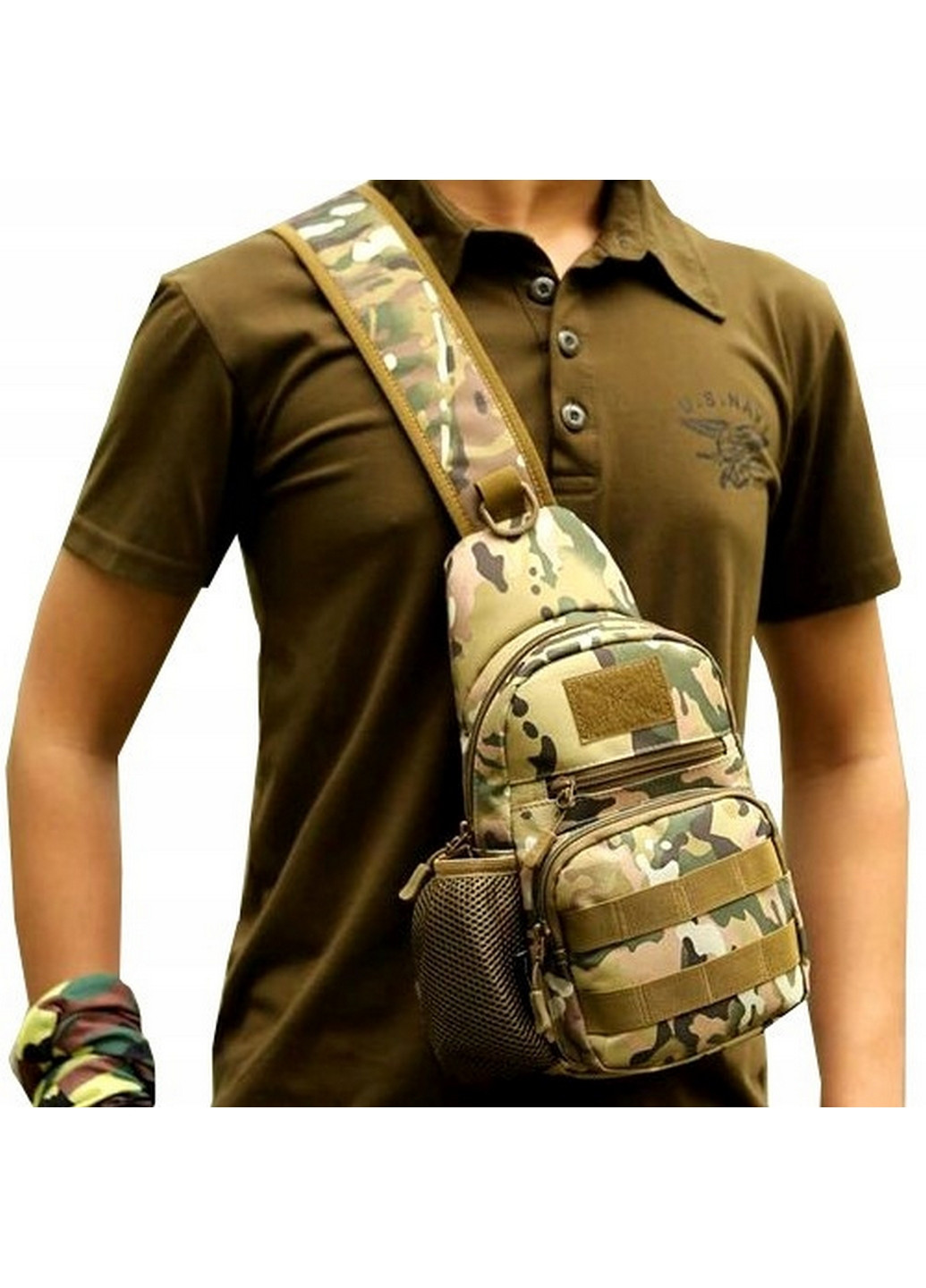 Тактическая, армейская мужская сумка-слинг Survival мультикам Edibazzar (276981149)