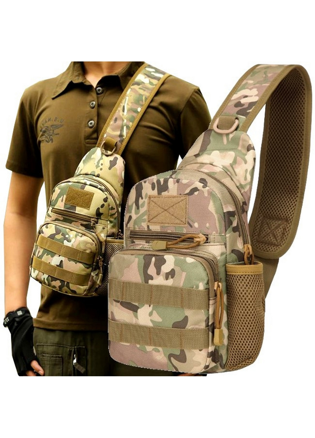Тактична, армійська чоловіча сумка-слінг Survival мультикам Edibazzar (276981149)