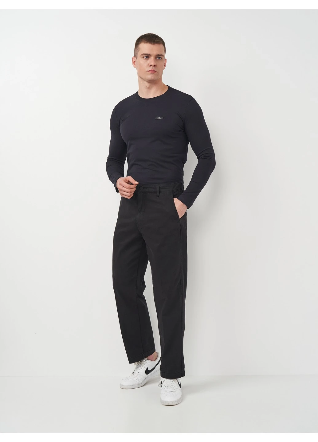 Темно-синий демисезонный кэжуал лонгслив H&M