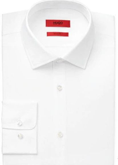 Белая кэжуал рубашка однотонная Hugo Boss