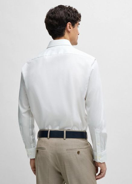Белая кэжуал рубашка однотонная Hugo Boss