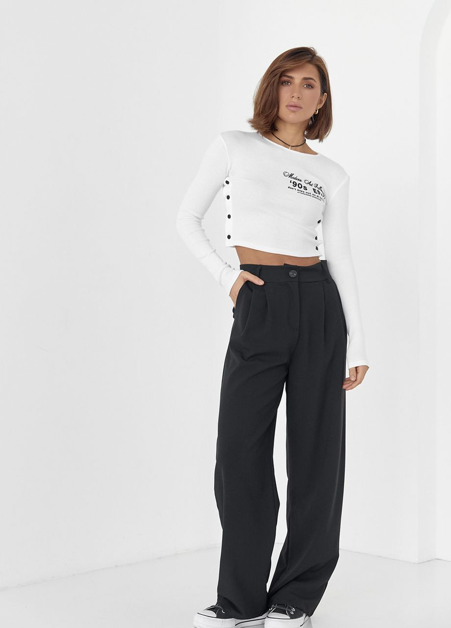 Трикотажна кофта в рубчик з принтом та кнопками Lurex (277151163)