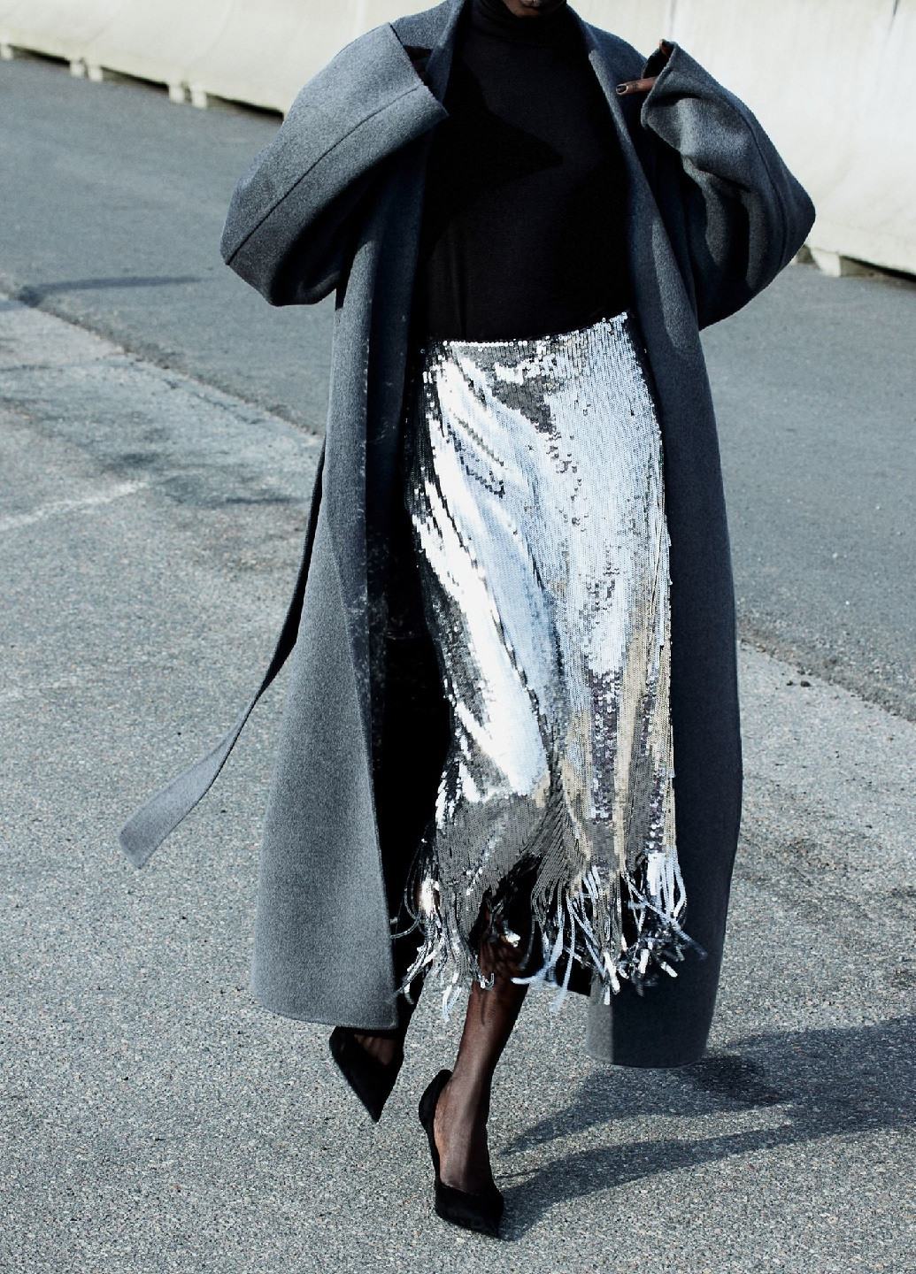 Серебряная праздничный однотонная юбка H&M