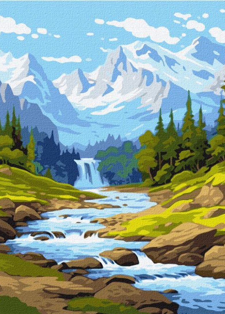 Картина по номерам Ручей в горах ©art_selena_ua 40x50 KHO2899 Идейка Ідейка (276971506)