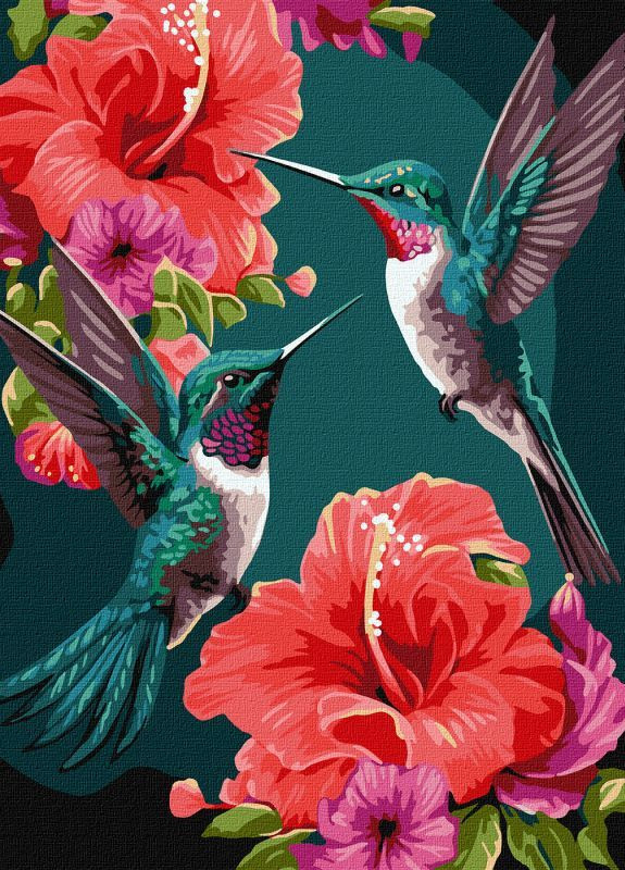 Картина по номерам Изумрудные колибри с красками металлик extra ©art_selena_ua 40x50 KHO6581 Идейка Ідейка (276971473)