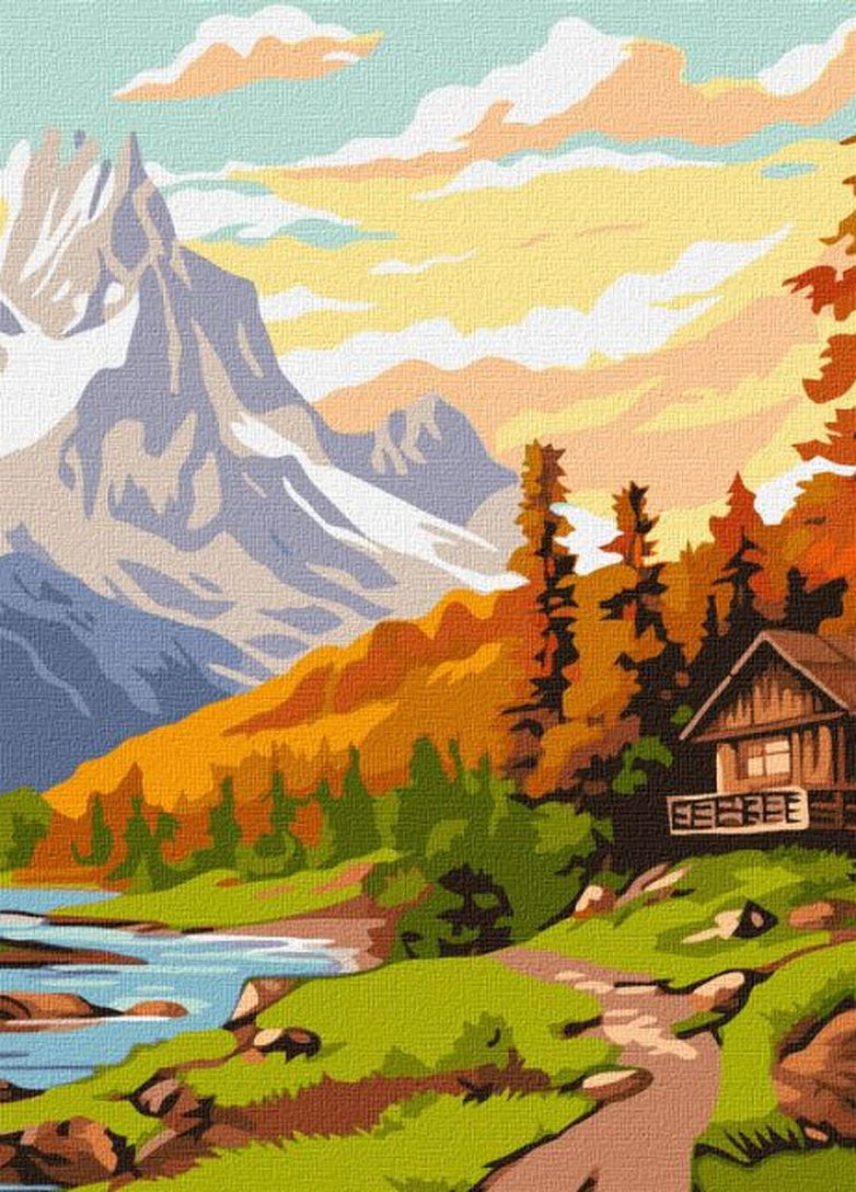 Картина по номерам Домик посреди гор ©art_selena_ua 40x50 KHO6339 Идейка Ідейка (276971495)