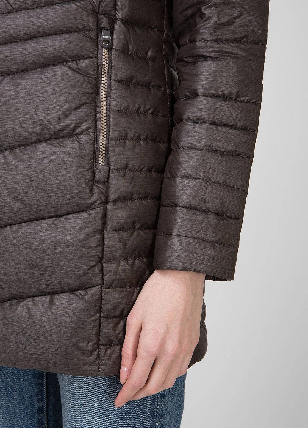 Коричневая демисезонная куртка woman coat snaps hood CMP