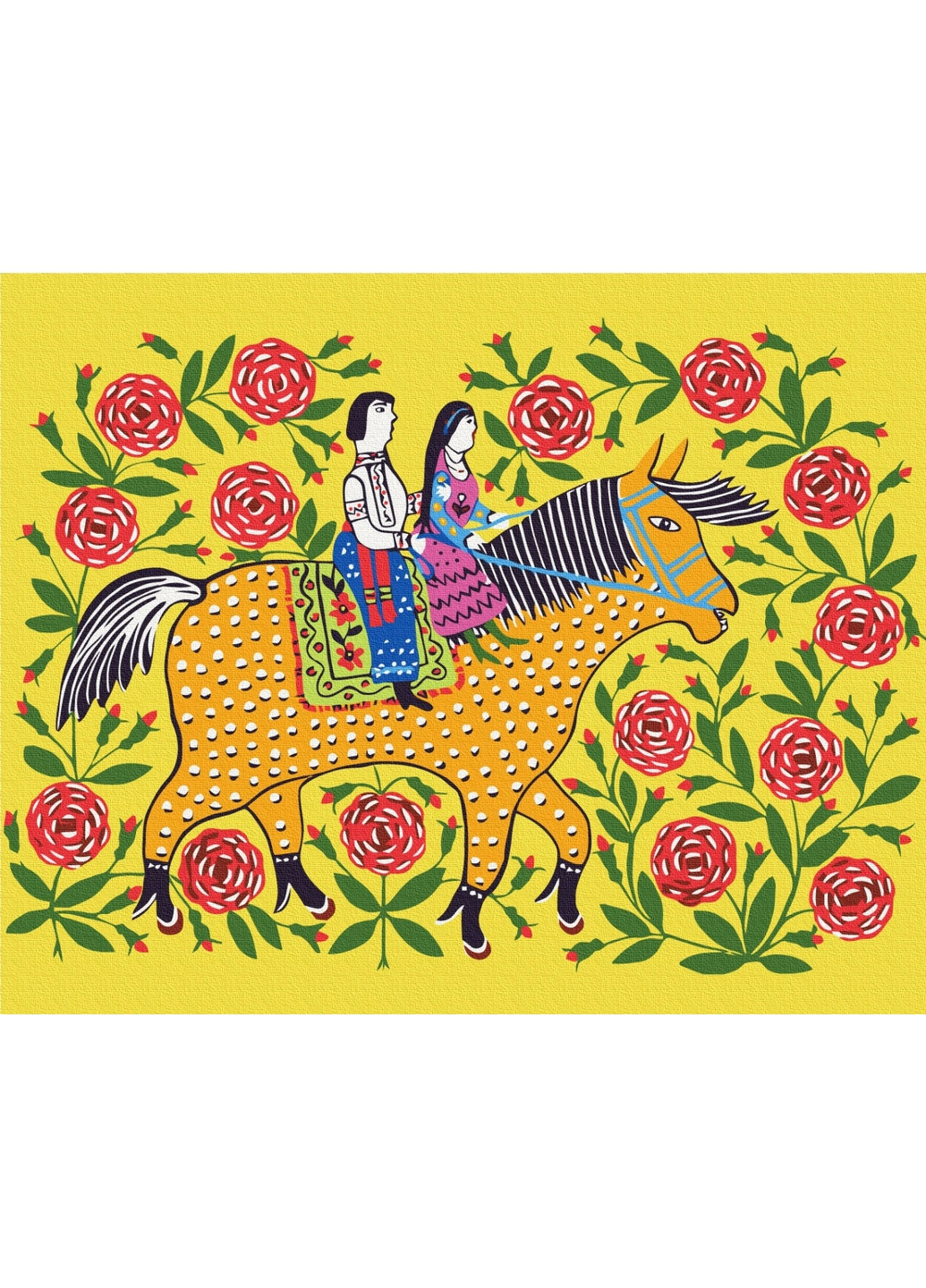 Картина за номерами "Дівчина з козаком на прогулянці © Maria Prymachenko" 50х60 см Brushme (277153976)