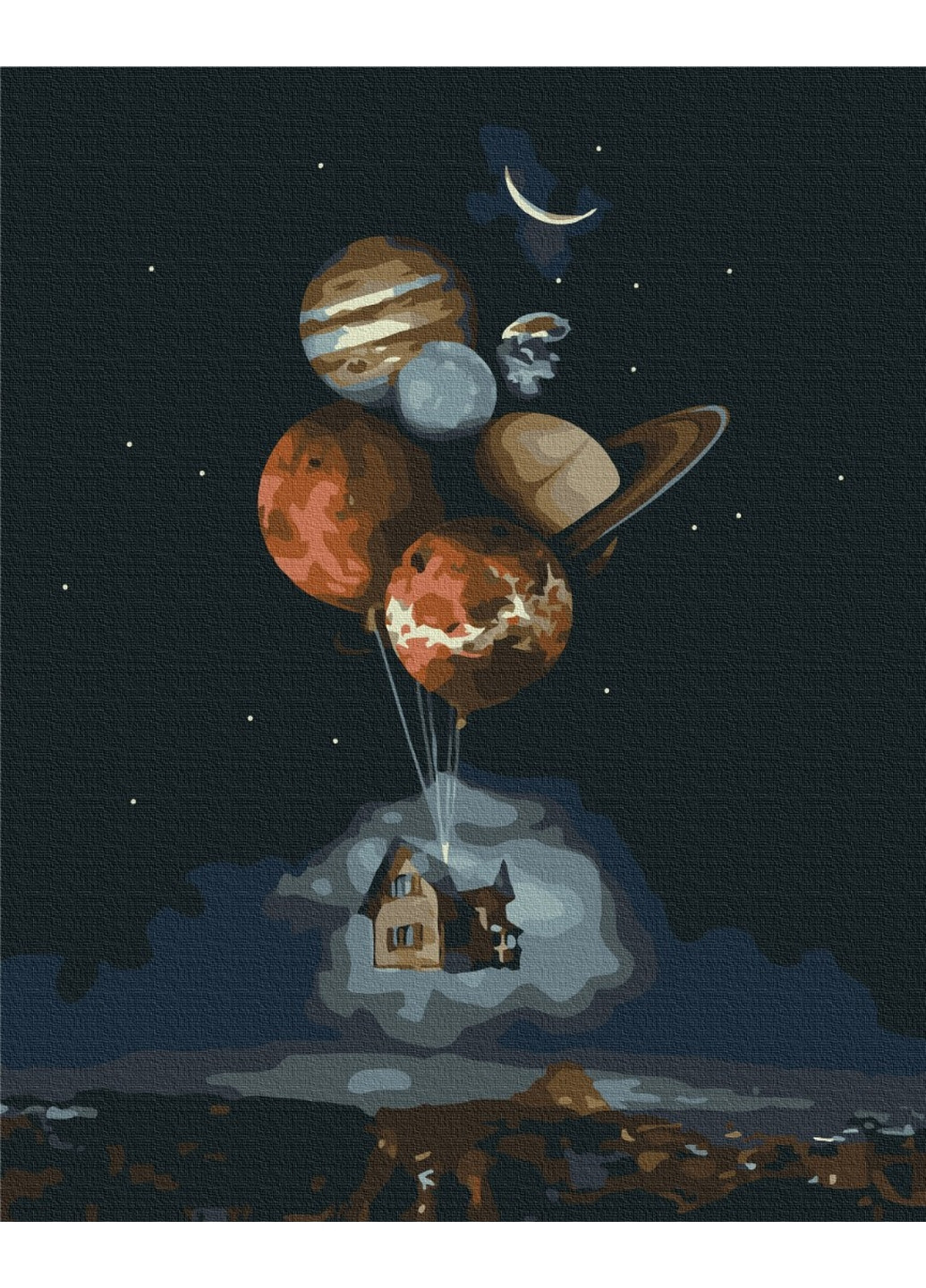 Картина за номерами "Будинок у стратосфері" 40x50 см Brushme (277153537)