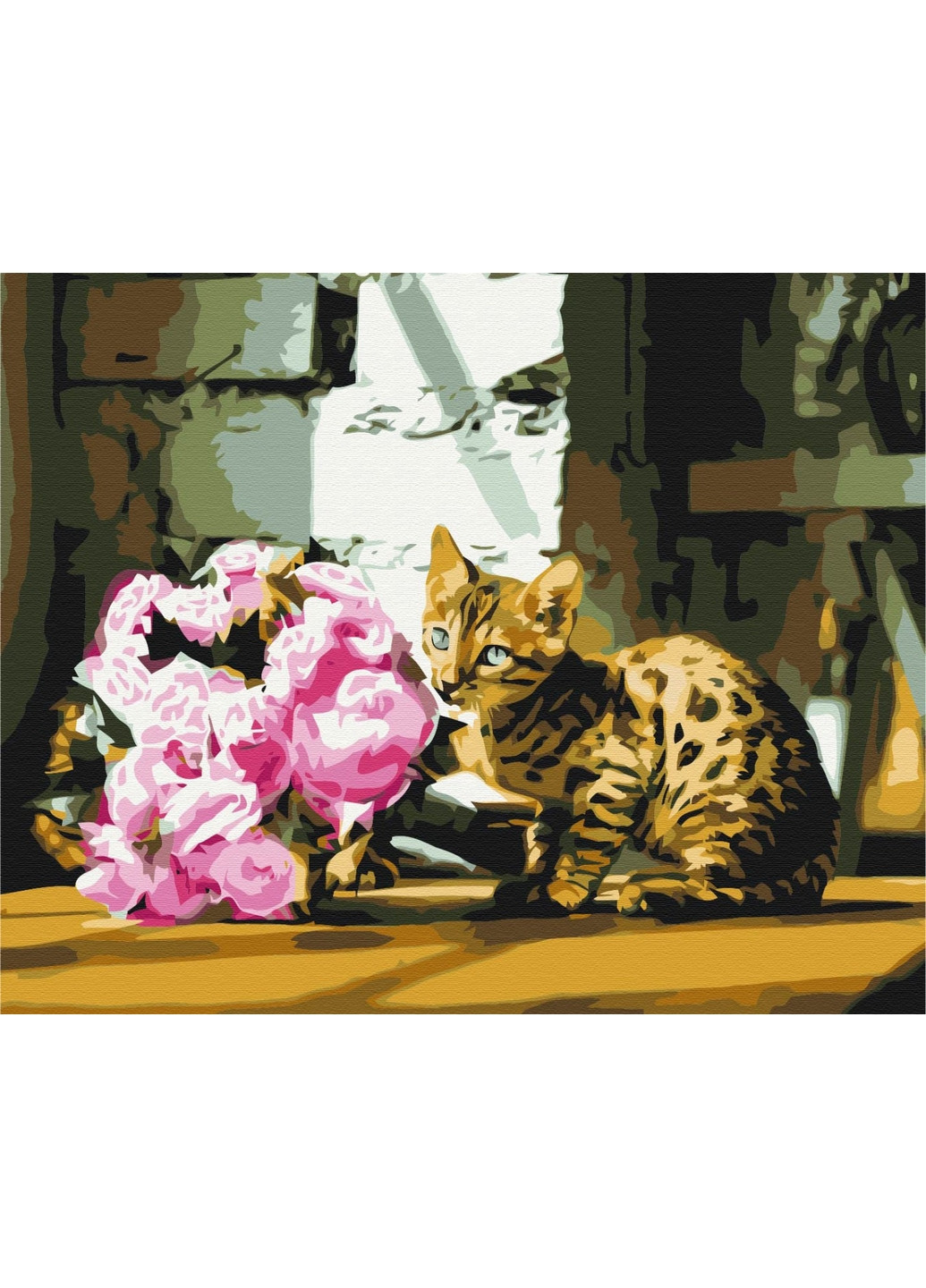 Картина за номерами "Плямистий котик з квітами" 40x50 см Brushme (277154100)