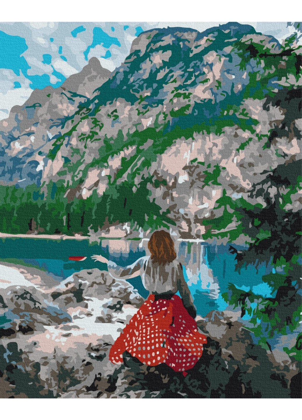 Картина за номерами "Мандрівниця біля озера" 40x50 см Brushme (277153497)