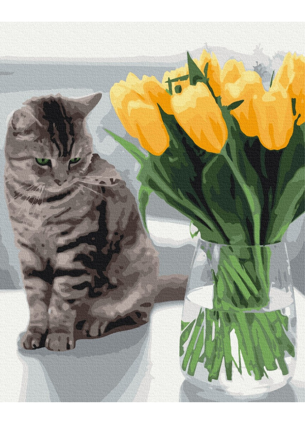 Картина за номерами "Котик з тюльпанами" 40x50 см Brushme (277152545)