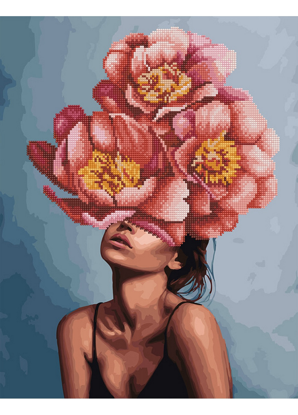Алмазна картина-розмальовка "Дівчина в квітучих півонії" 40x50 см Brushme (277153468)
