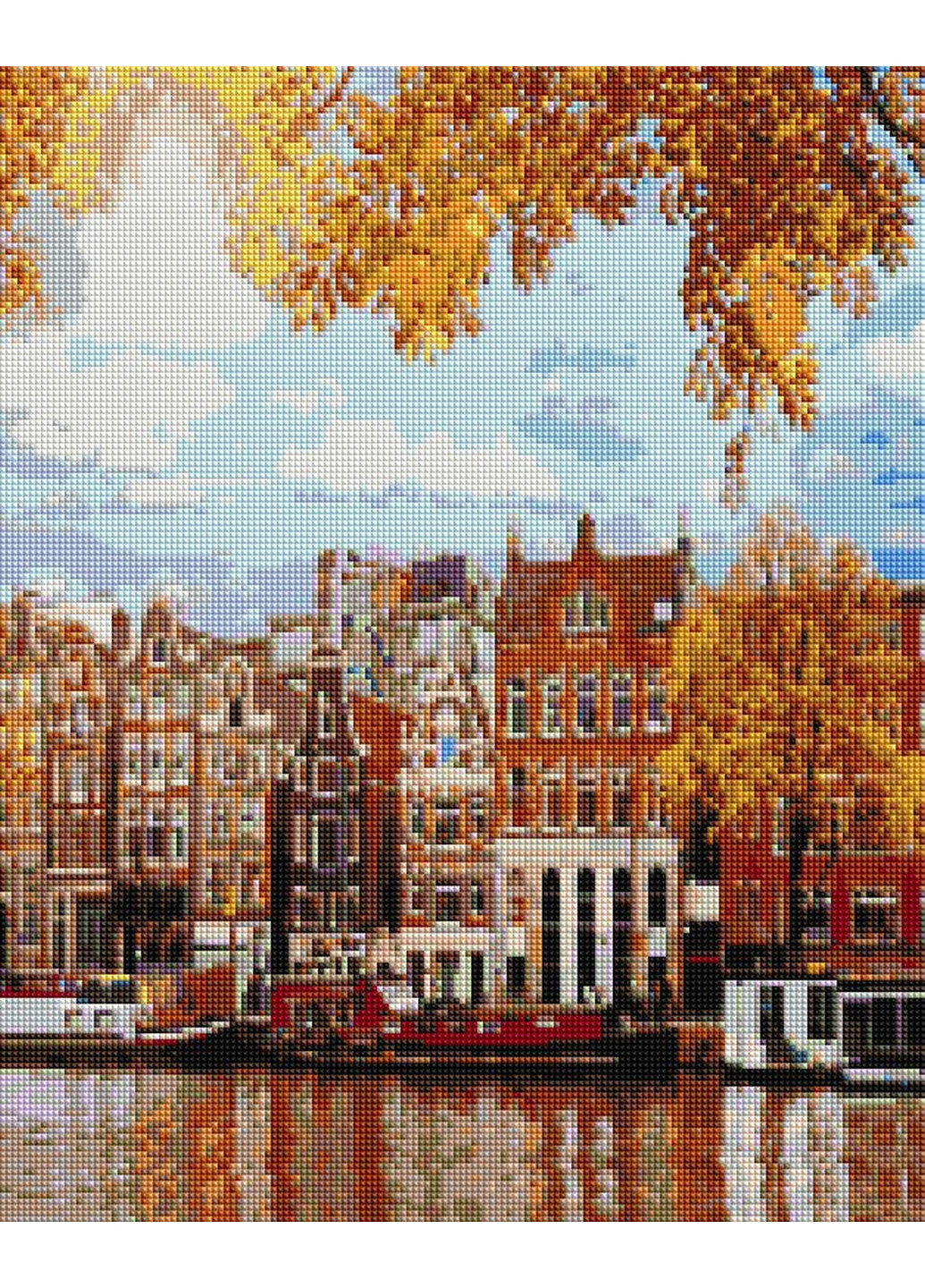 Алмазна мозаїка "Осінній Амстердам" 40x50 см Brushme (277154079)