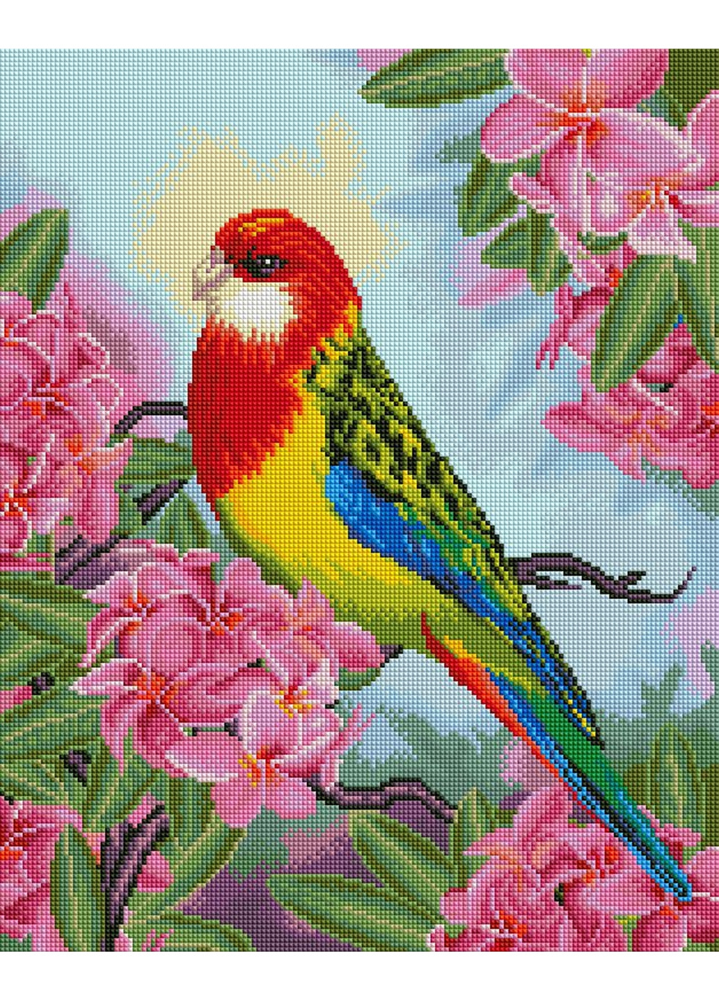 Алмазна мозаїка "Попуга в квітах" 40x50 см Brushme (277152952)