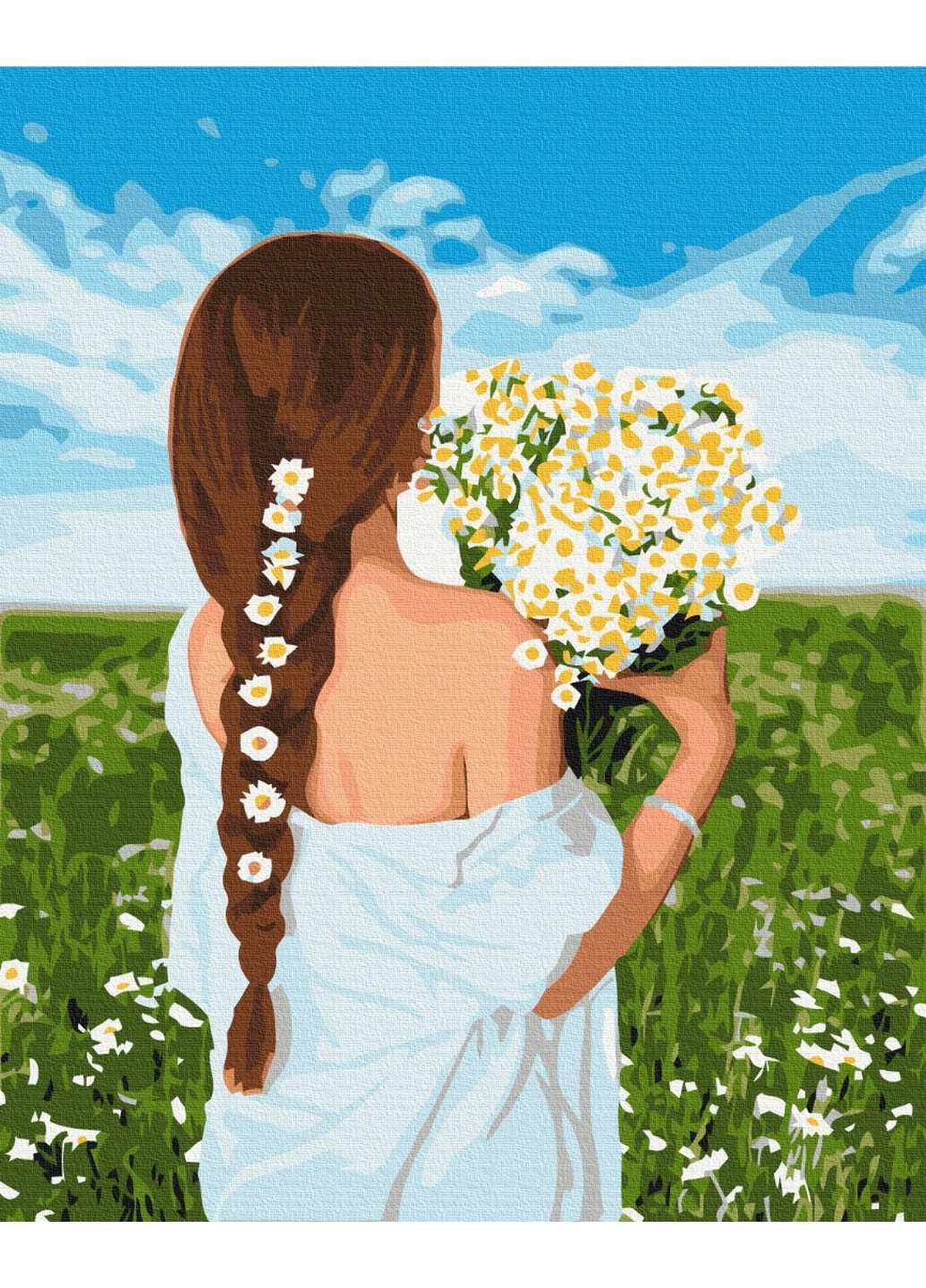 Картина за номерами "Дівчина з ромашками" 40x50 см Brushme (277155049)