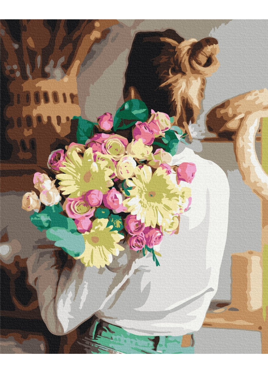 Картина за номерами "Дівчина з букетом" 40x50 см Brushme (277155966)