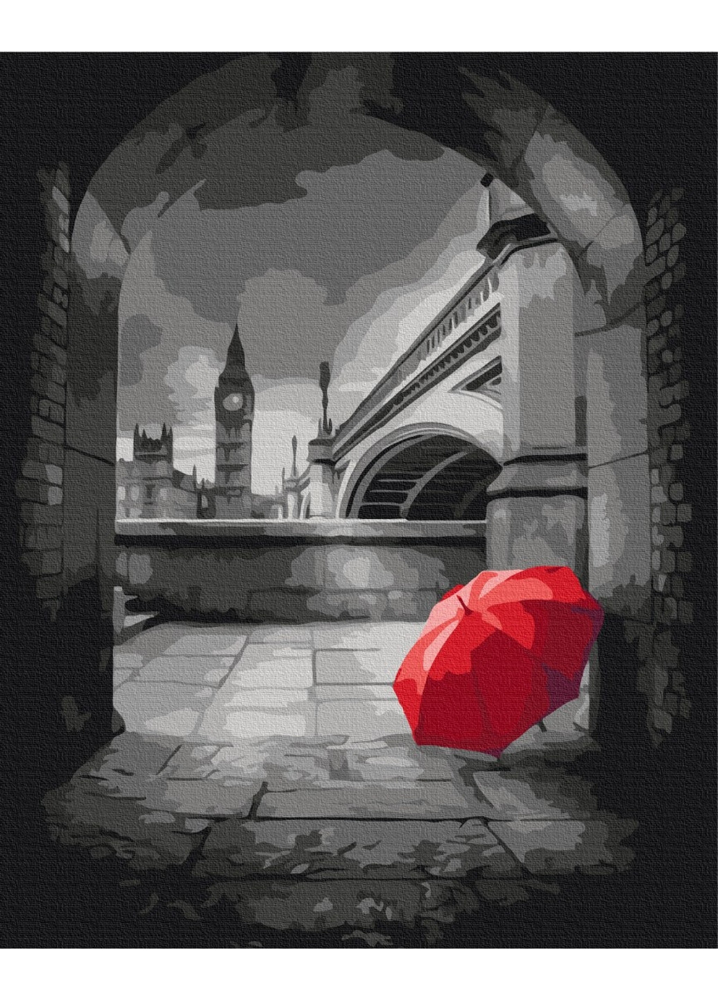 Картина за номерами "Червона парасолька під Біг-Беном" 40x50 см Brushme (277154499)