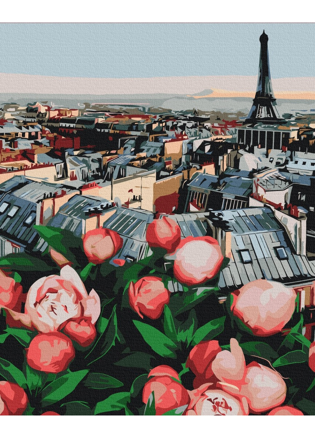 Картина по номерам Пионы с видом на Париж 40x50 см Brushme (277155056)