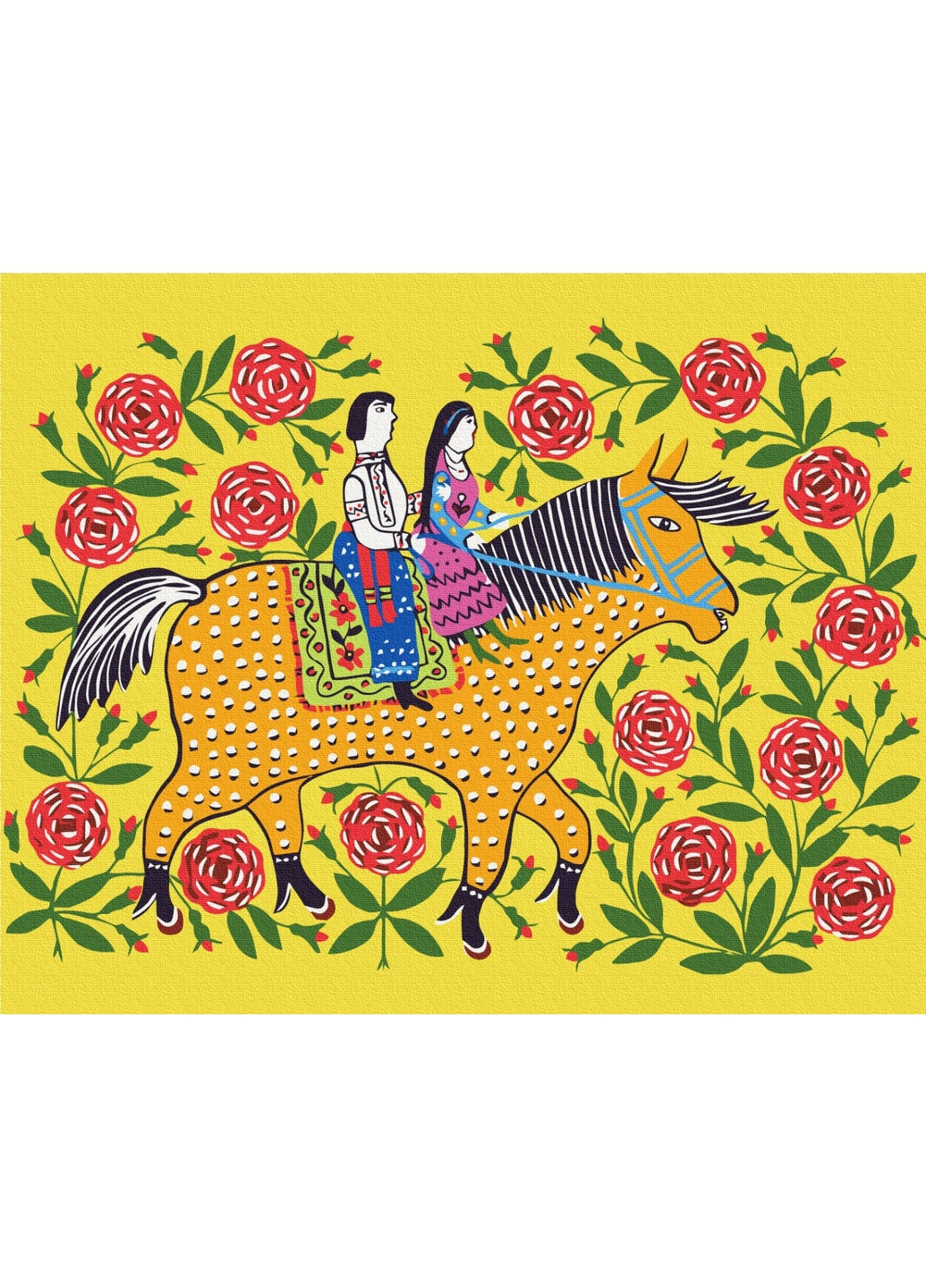 Картина за номерами "Дівчина з козаком на прогулянці © Maria Prymachenko" 50х60 см Brushme (277156562)