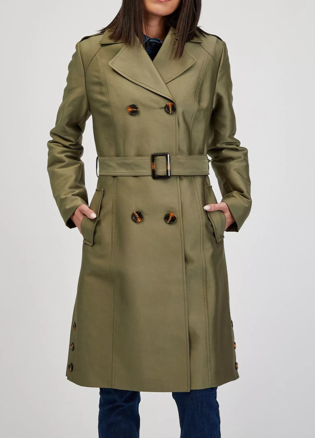 Оливковое (хаки) демисезонное Пальто Orsay
