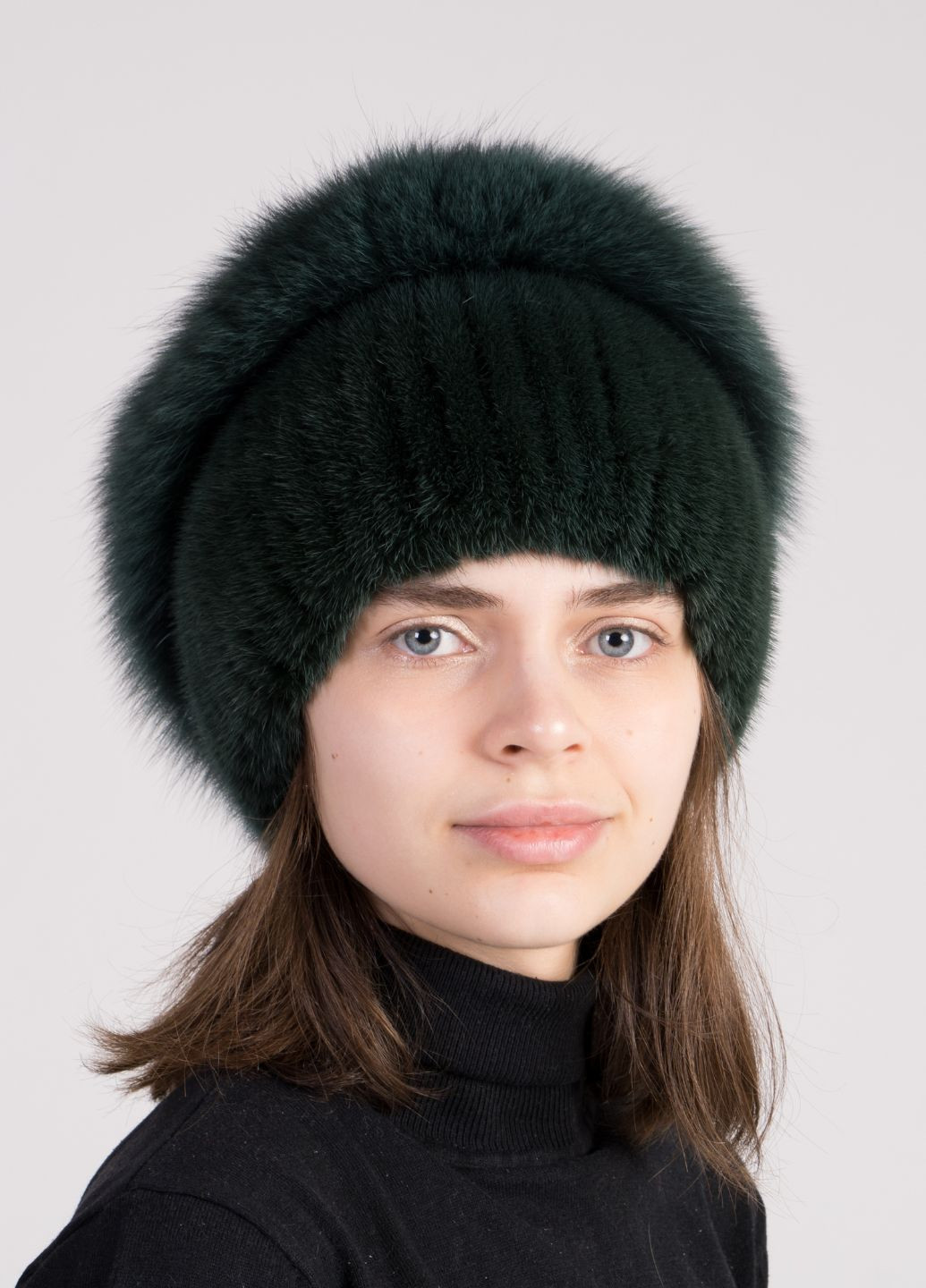Норкова жіноча шапка на в'язаній основі Меховой Стиль улитка (277160871)