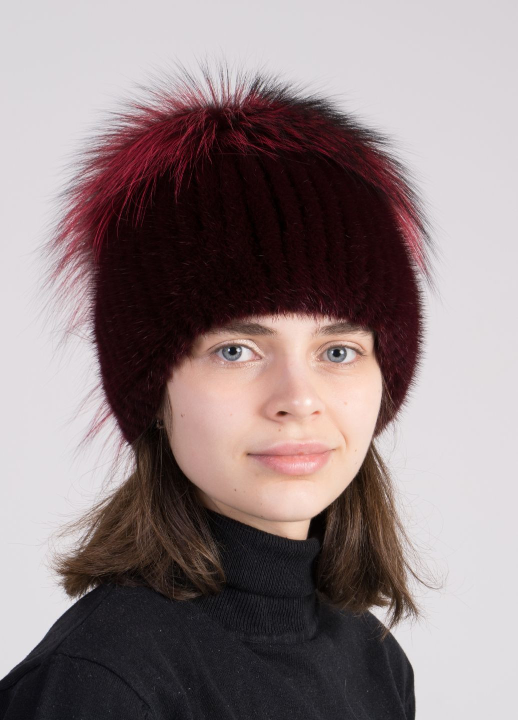Женская норковая шапка с помпоном Меховой Стиль шарик (277168987)
