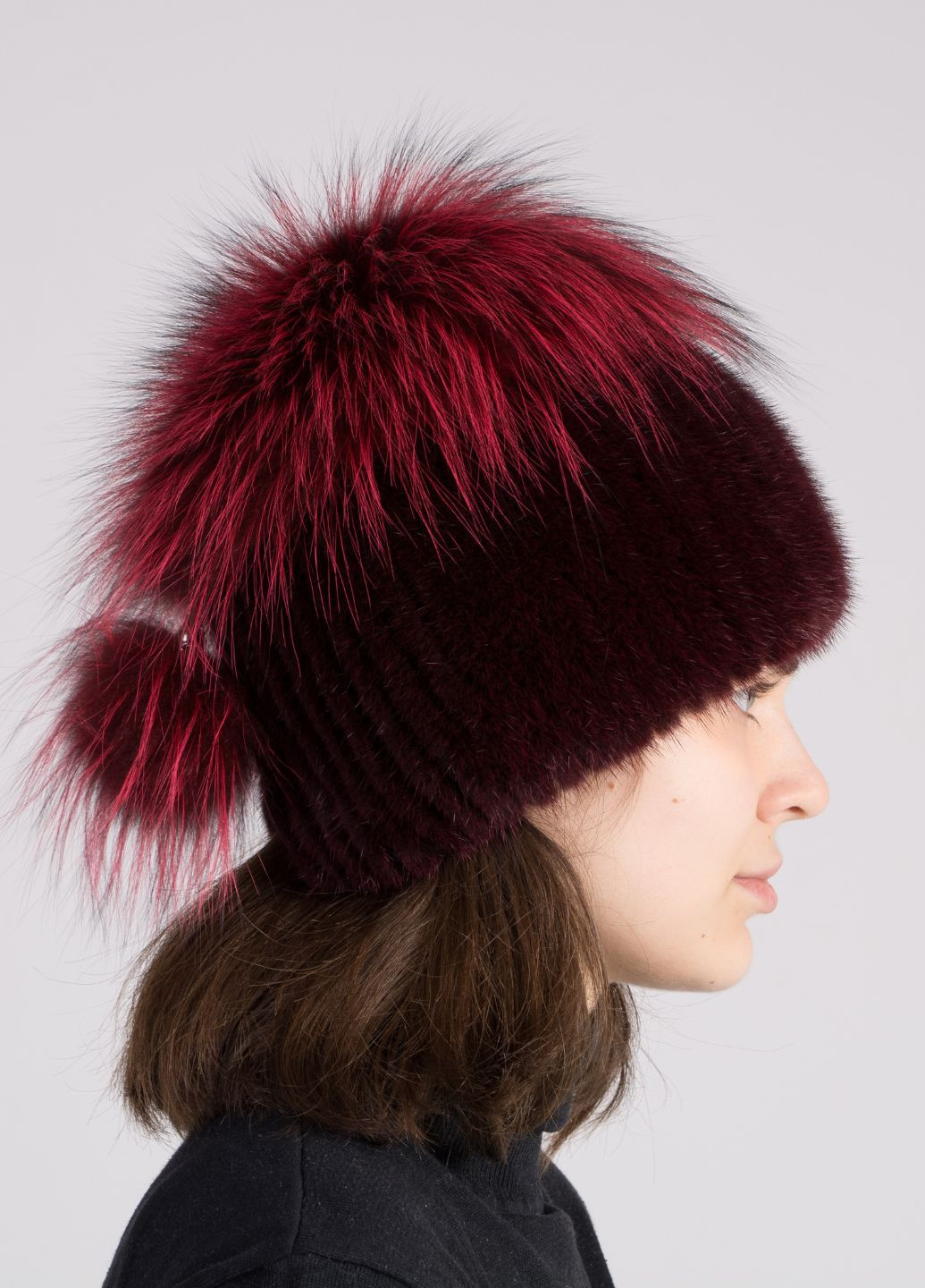 Женская норковая шапка с помпоном Меховой Стиль шарик (277168987)