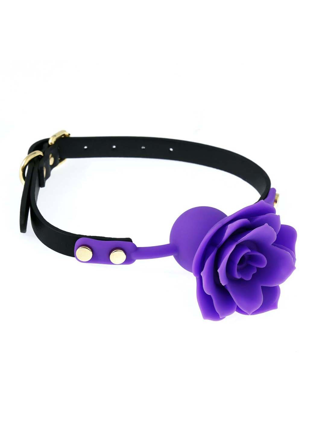Силіконовий кляп з фіолетовою трояндочкою Silicone Rose Ball Gags Purple Bdsm4u (277229443)