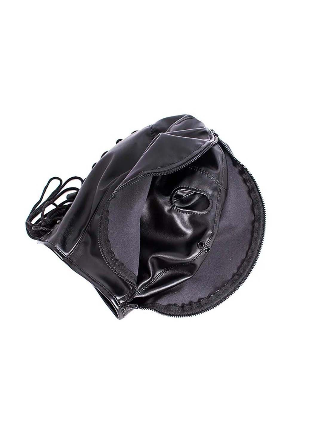 Маска-капюшон с молнией на лицевой стороне Leather Double Face Hood Bdsm4u (277229523)