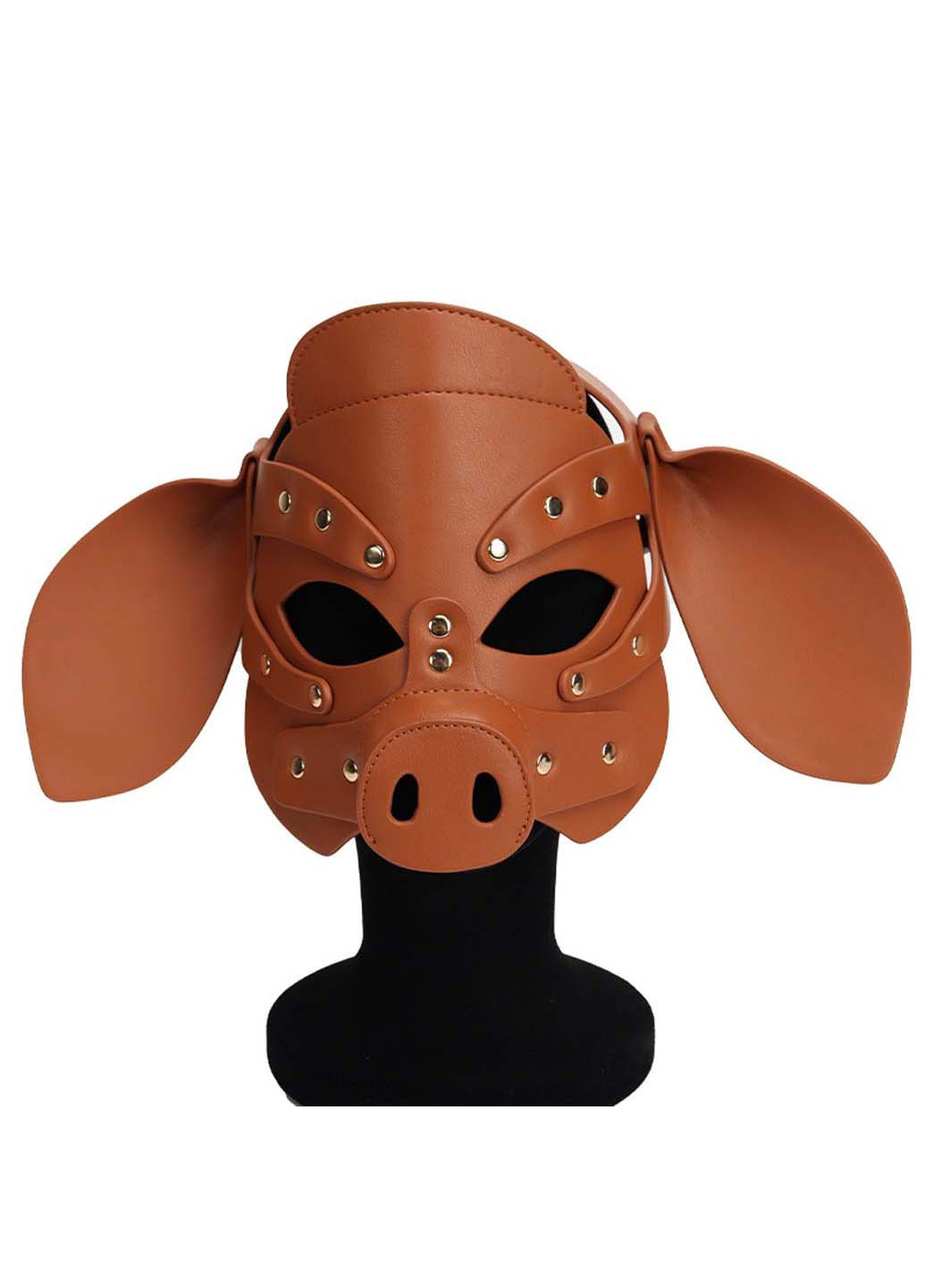 БДСМ маска голова свині Leather Pig Mask Brown Bdsm4u (277229493)