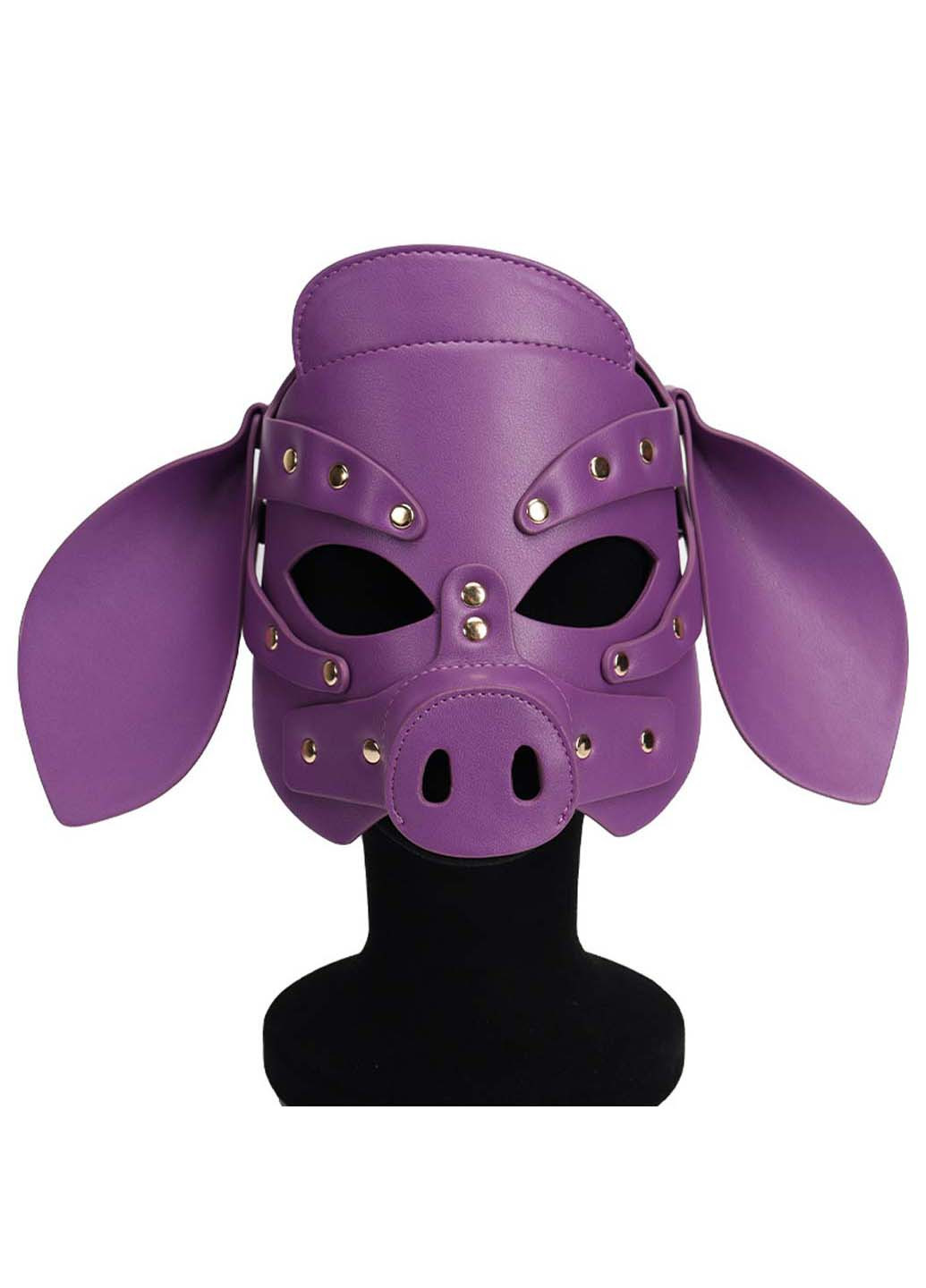 Бдсм маска голова свиньи Leather Pig Mask Purple Bdsm4u (277229564)