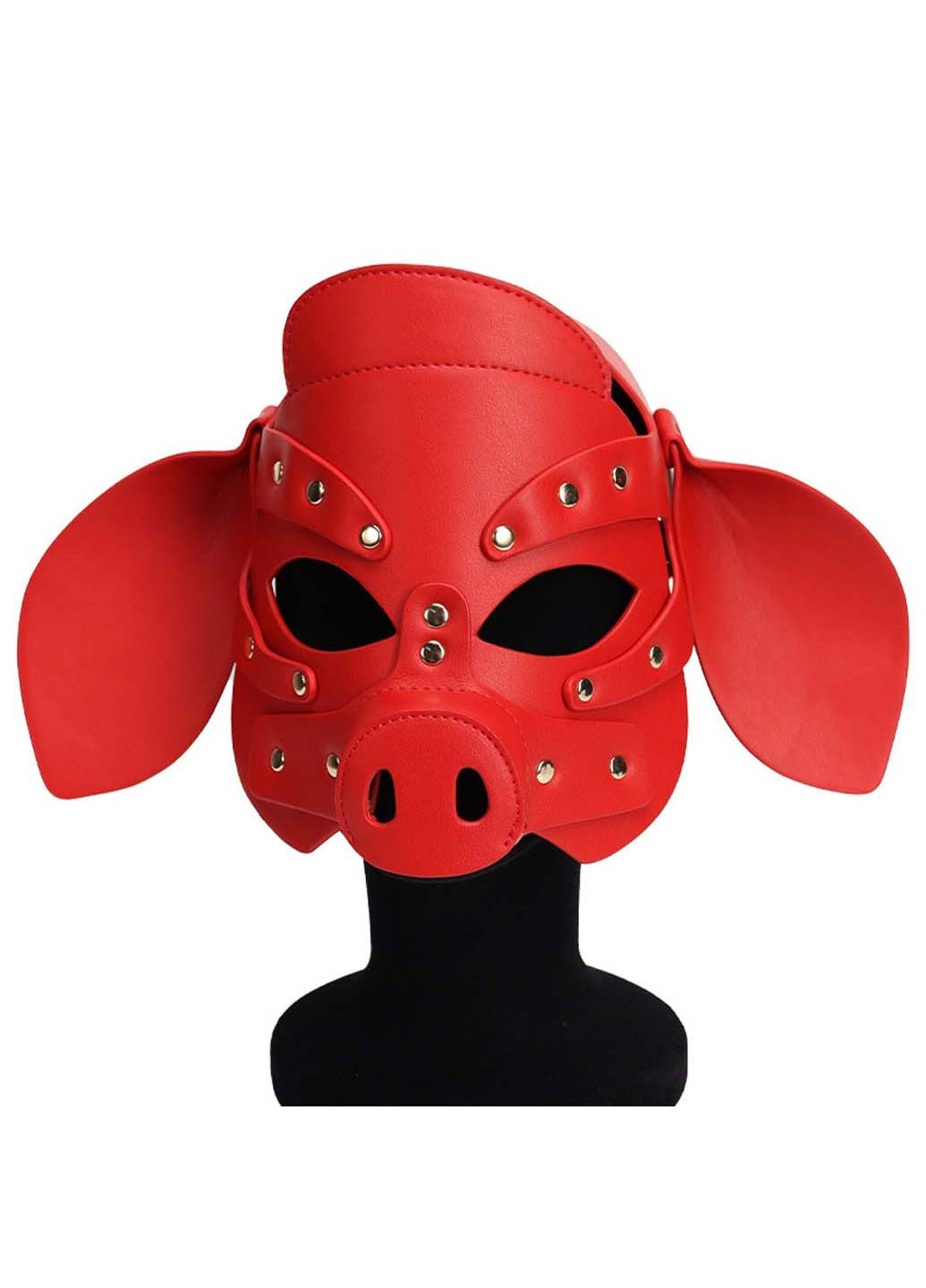 БДСМ маска голова свині Leather Pig Mask Red Bdsm4u (277229393)