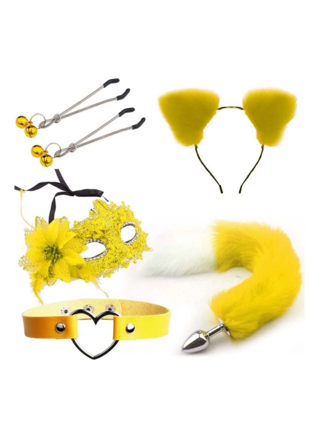 Набор для сексуальных игр Sexy Cat Ears Fox Tail Cosplay Sex Party Accessories Yellow Bdsm4u (277229417)
