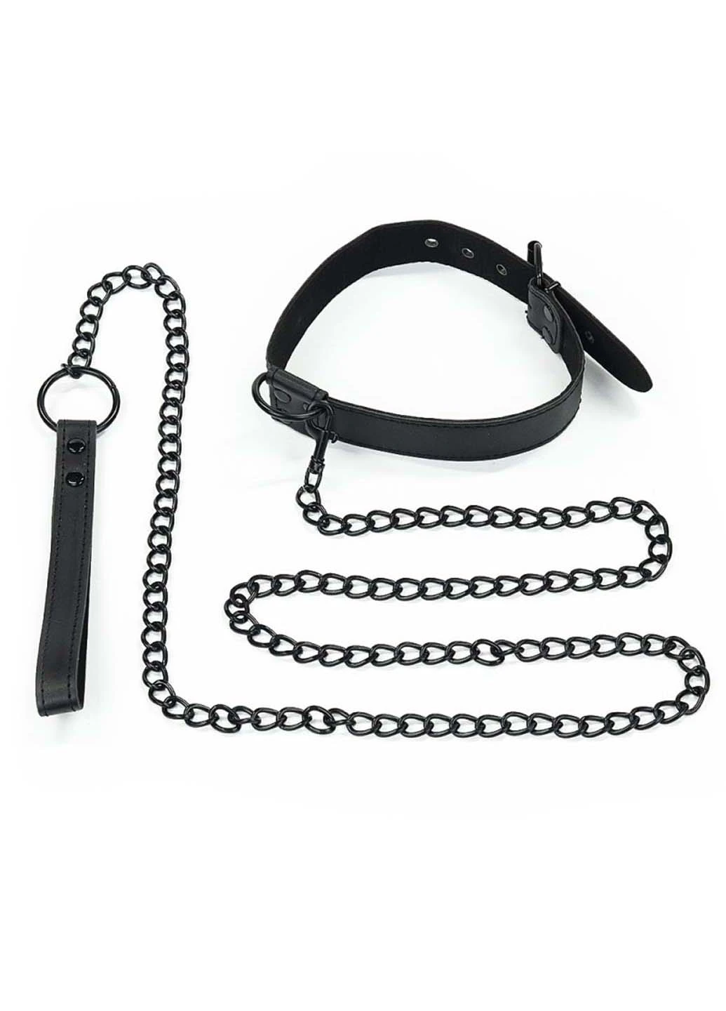 Матовый воротник с поводком Bondage Fetish Black Matt Collar With Leash Lovetoy (277229290)