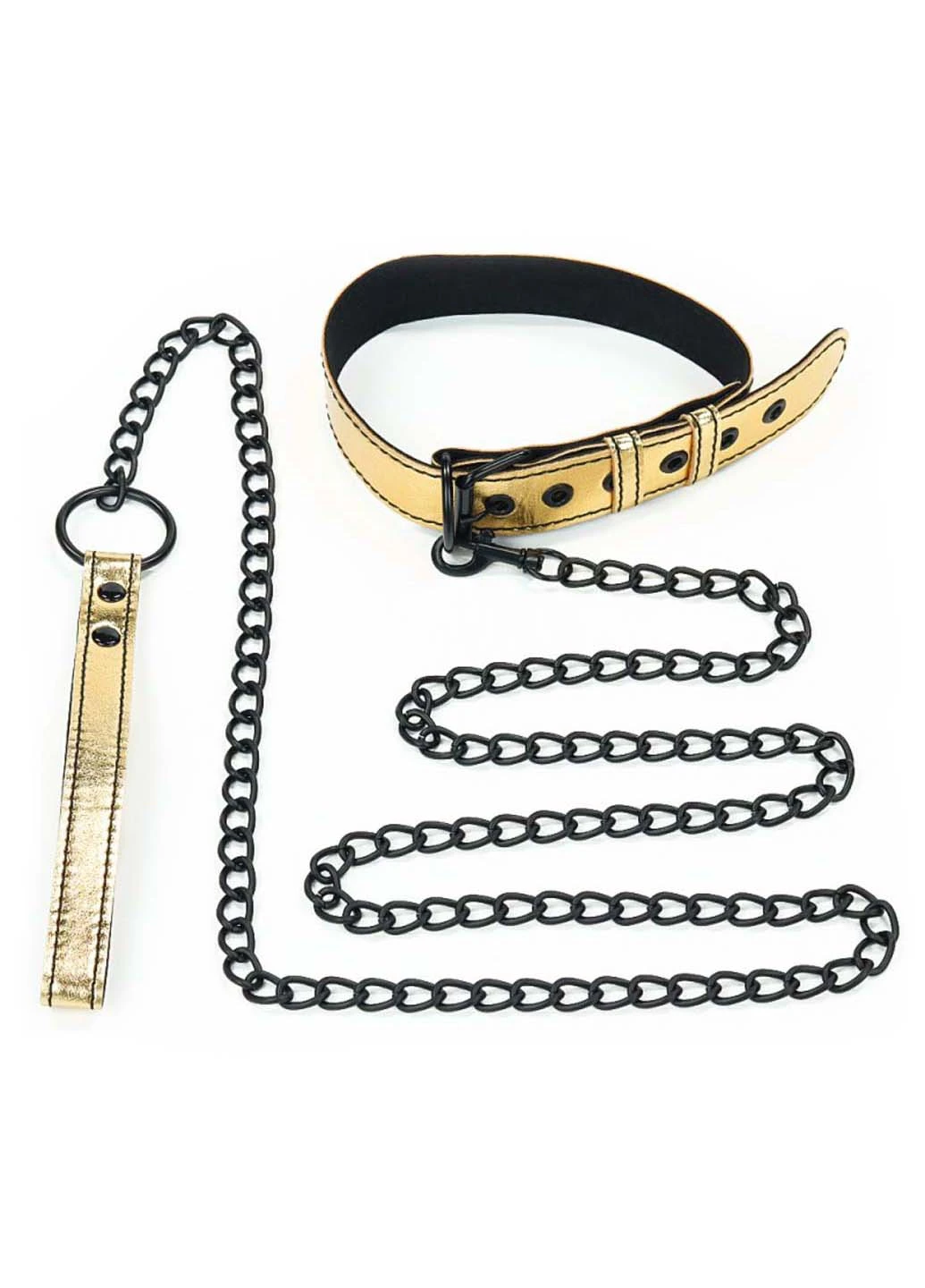 Ошейник Bondage Fetish Metallic Gold Pup Collar With Leash Lovetoy (277229305)