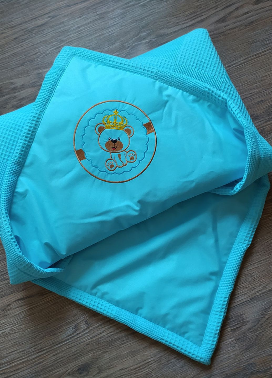 Конверт одеяло на выписку вафельный новорожденному малышу мальчику голубой (00197) No Brand (277367705)