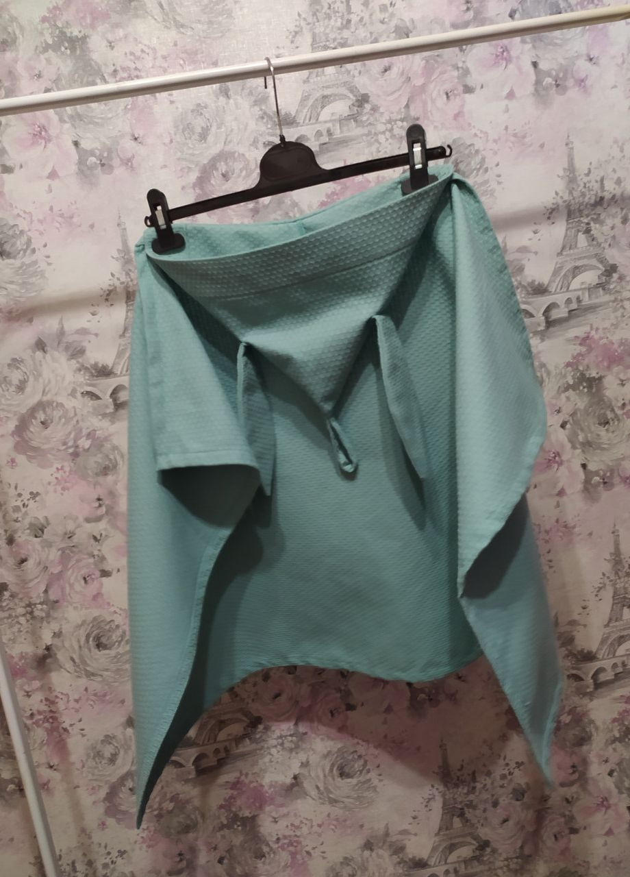 Рушник вафельний дитячий з капюшоном зайчик мятний (03882) No Brand (277367673)