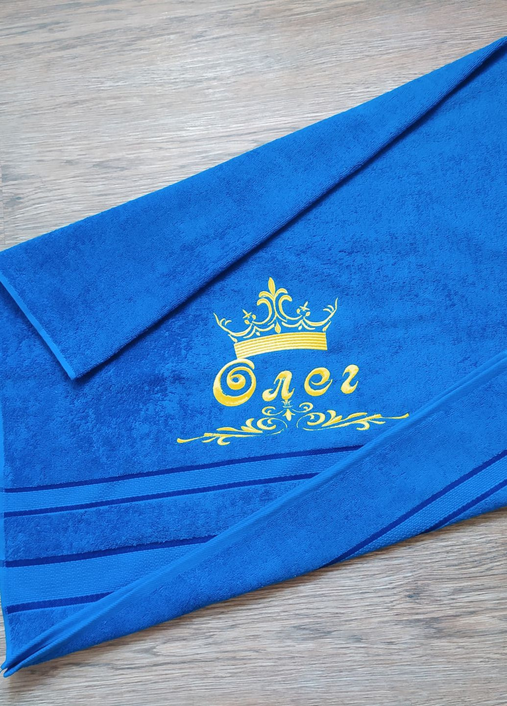 No Brand полотенце с именной вышивкой махровое банное 70*140 синий олег 00115 однотонный синий производство - Украина