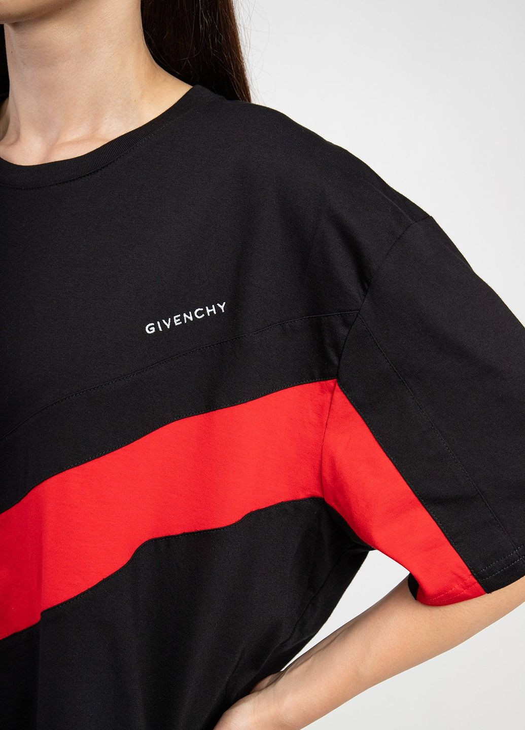 Черная летняя черная футболка oversize с круглым вырезом Givenchy