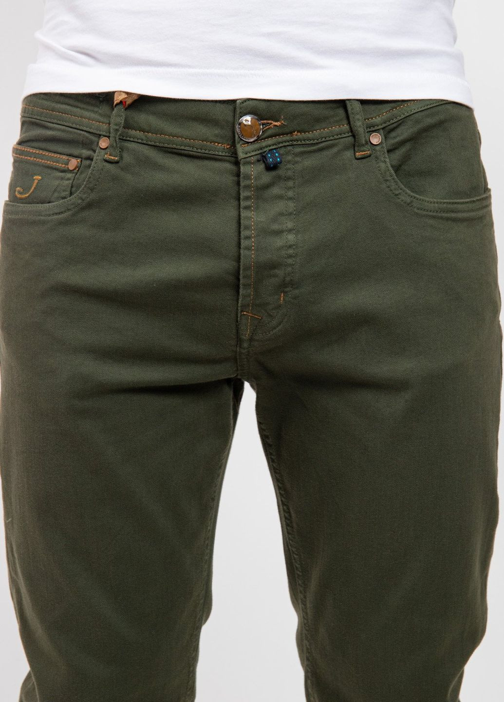 Хаки демисезонные прямые джинсы цвета хаки Jacob Cohen